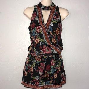 By&By NWT* beautiful black wrap floral romper XS